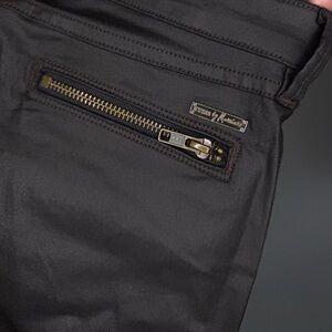 Y2K Vintage Guess By Marciano Black Skinny Cargo Waxed Jean Size 26 LIKE NEW